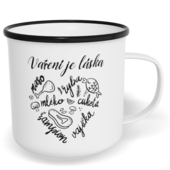 Hrnek plecháček s potiskem na míru - Vaření je láska