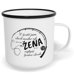 Hrnek plecháček s potiskem na míru - Ulovil jsem mnoho ryb