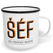 Hrnek plecháček s potiskem na míru - Šéf