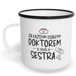 Hrnek plecháček s potiskem na míru - Skvělá sestra