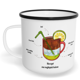 Hrnek plecháček s potiskem na míru - Recept na nejlepší kávu