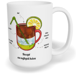 Hrnek klasický velký s vlastním potiskem - Recept na nejlepší kávu