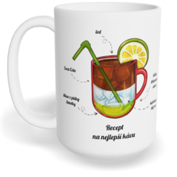 Hrnek klasický velký s vlastním potiskem - Recept na nejlepší kávu