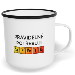 Hrnek plecháček s potiskem na míru - Potřebuji kofein