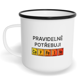 Hrnek plecháček s potiskem na míru - Potřebuji kofein