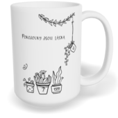 Hrnek klasický velký s vlastním potiskem - Pokojovky jsou láska