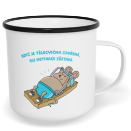 Hrnek plecháček s potiskem na míru - Pastička na myši