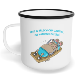 Hrnek plecháček s potiskem na míru - Pastička na myši