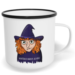 Hrnek plecháček s potiskem na míru - Nepotřebuju makeup, ale kávu