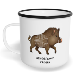 Hrnek plecháček s potiskem na míru - Největší kanec v revíru