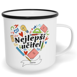 Hrnek plecháček s potiskem na míru - Nejlepší učitel