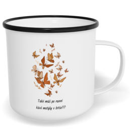 Hrnek plecháček s potiskem na míru - Motýli v břiše