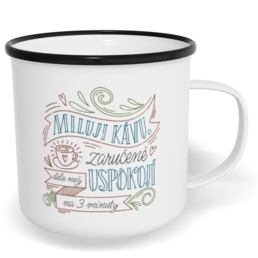 Hrnek plecháček s potiskem na míru - Miluji kávu