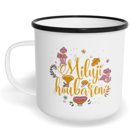 Hrnek plecháček s potiskem na míru - Miluji houbaření