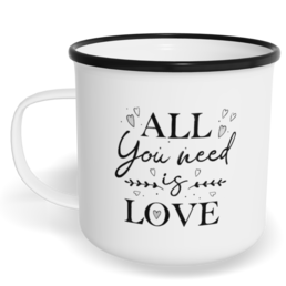 Hrnek plecháček s potiskem na míru - All you need is love