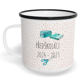 Hrnek plecháček s potiskem na míru - Aquarel school