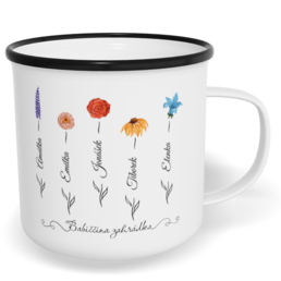 Hrnek plecháček s potiskem na míru - Babiččina zahrádka