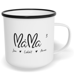 Hrnek plecháček s potiskem na míru - Máma, mom index