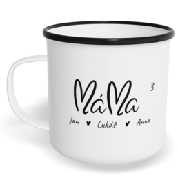 Hrnek plecháček s potiskem na míru - Máma, mom index