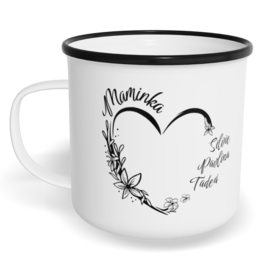 Hrnek plecháček s potiskem na míru - Máma v srdci