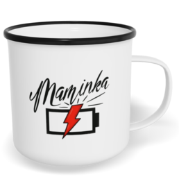 Hrnek plecháček s potiskem na míru - Máma bez energie