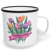 Hrnek plecháček s potiskem na míru - Mám vás rád, paní učitelko