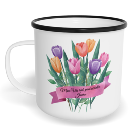 Hrnek plecháček s potiskem na míru - Mám vás rád, paní učitelko