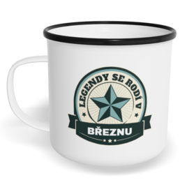 Hrnek plecháček s potiskem na míru - Legendy se rodí