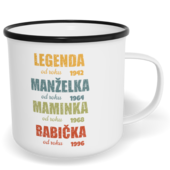 Hrnek plecháček s potiskem na míru - Legenda babička