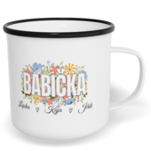 Hrnek plecháček s potiskem na míru - Květinová babička