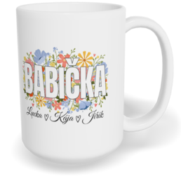 Hrnek klasický velký s vlastním potiskem - Květinová babička
