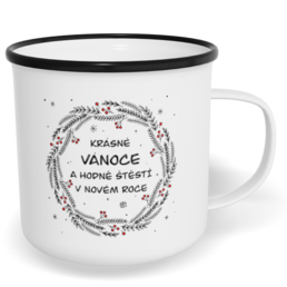 Hrnek plecháček s potiskem na míru - Krásné Vánoce