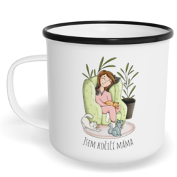 Hrnek plecháček s potiskem na míru - Kočičí máma