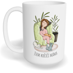 Hrnek klasický velký s vlastním potiskem - Kočičí máma