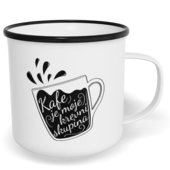 Hrnek plecháček s potiskem na míru - Kafe je moje krevní skupina