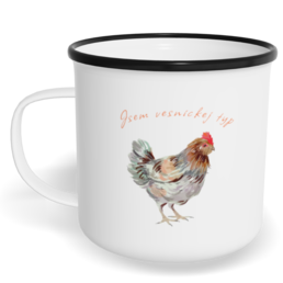 Hrnek plecháček s potiskem na míru - Jsem vesnickej typ slepice