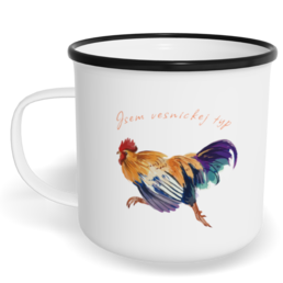 Hrnek plecháček s potiskem na míru - Jsem vesnickej typ kohout