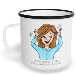 Hrnek plecháček s potiskem na míru - Jsem vedoucí žena