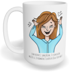 Hrnek klasický velký s vlastním potiskem - Jsem vedoucí žena