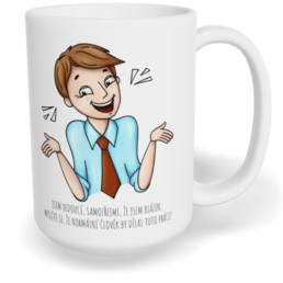 Hrnek klasický velký s vlastním potiskem - Jsem vedoucí muž