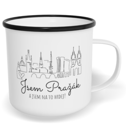 Hrnek plecháček s potiskem na míru - Jsem Pražák a jsem na to hrdej!