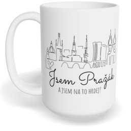 Hrnek klasický velký s vlastním potiskem - Jsem Pražák a jsem na to hrdej!