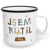 Hrnek plecháček s potiskem na míru - Jsem kutil