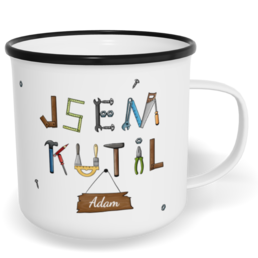 Hrnek plecháček s potiskem na míru - Jsem kutil