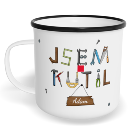 Hrnek plecháček s potiskem na míru - Jsem kutil