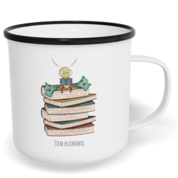 Hrnek plecháček s potiskem na míru - Jsem knihomol