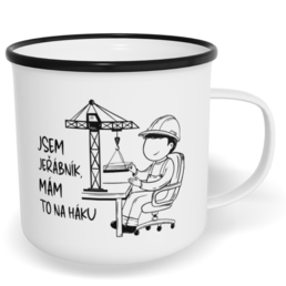 Hrnek plecháček s potiskem na míru - Jsem jeřábník