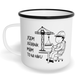 Hrnek plecháček s potiskem na míru - Jsem jeřábník