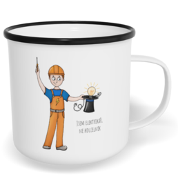 Hrnek plecháček s potiskem na míru - Jsem elektrikář