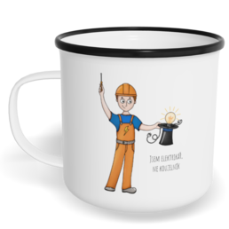 Hrnek plecháček s potiskem na míru - Jsem elektrikář